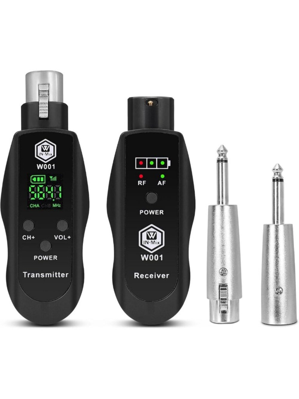 UHF Wireless XLR Transmitter & Receiver - 16 Channels, 120ft Range, Phantom
